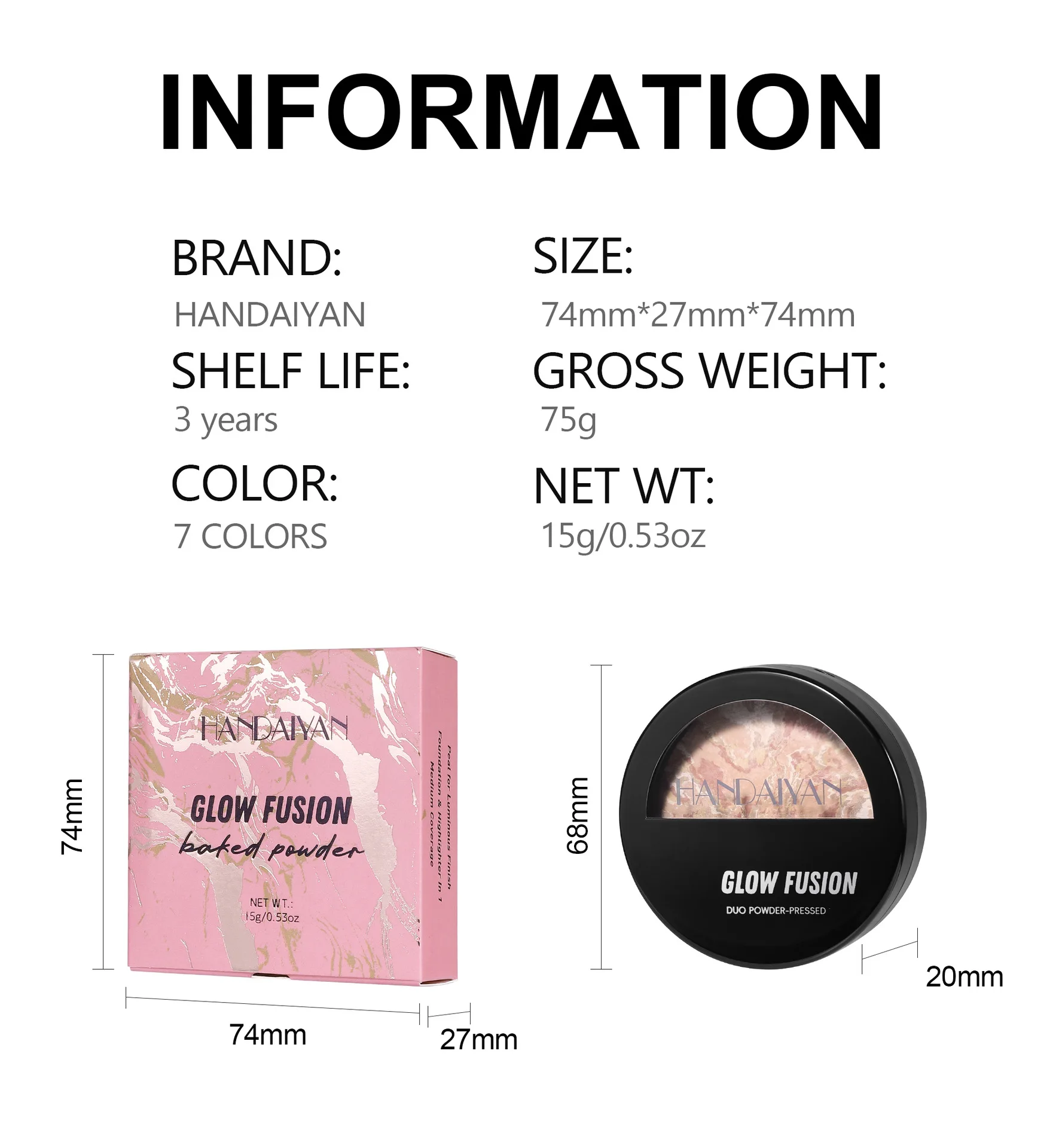 Description Picture 4 of itemBaked Makeup Pressed Powder Makeup Palette Natural Colors Face Loose Powder Makeup Setting Finish Powder Cosmetics