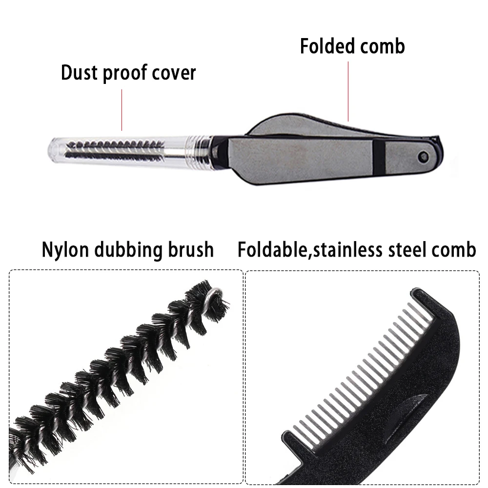 Fishing Tools 1PCS 2 In 1 Fly Tying Tool Foldable Stainless Steel Teeth Comb & Nylon Dub Brush Tease Out Feather Fiber