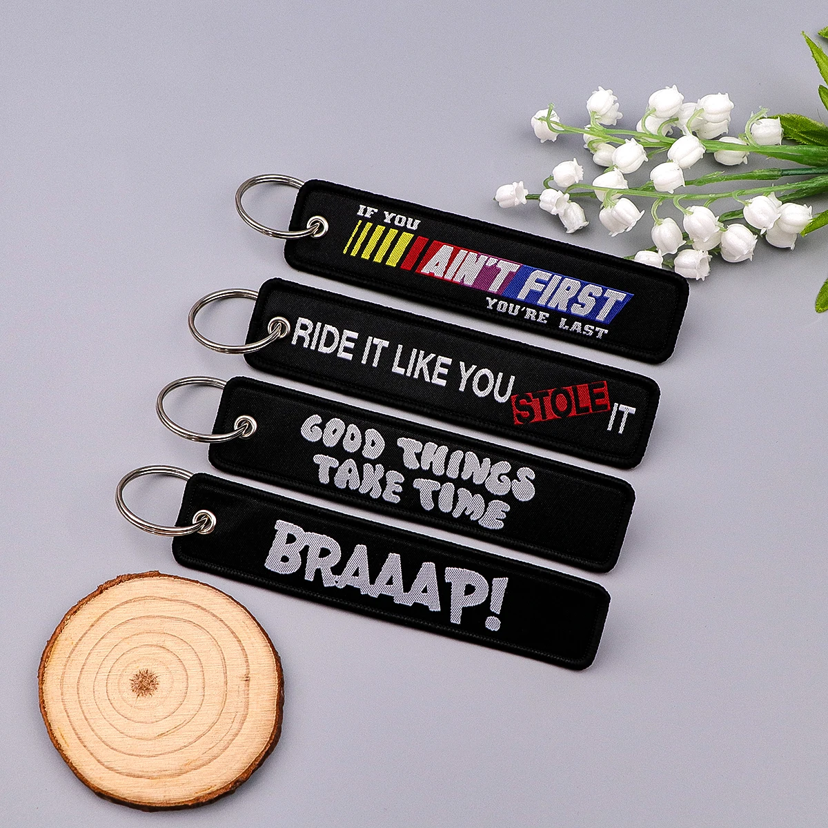 Humorous Embroidered Keychain - Key Ring Holder Accessory and Gift