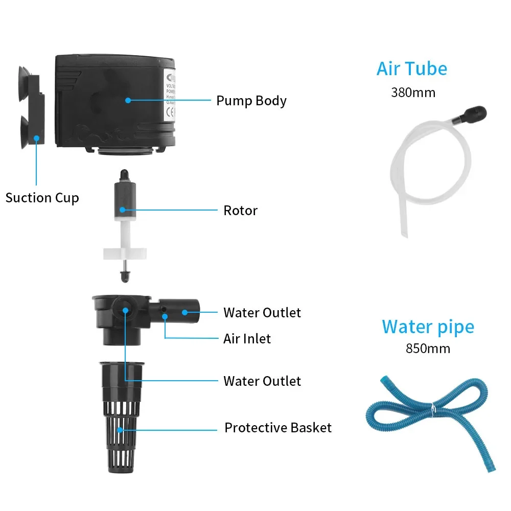 Aquarium 3 in 1 pump multifunctional submersible pump Water circulation filtration oxygen pump Water change For small Fish Tank 3