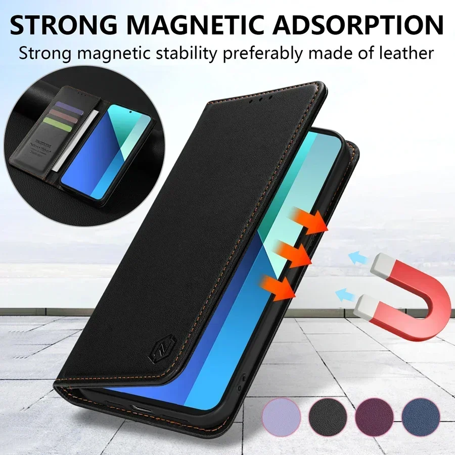 Leather Wallet Case with Magnetic Card Slot and Flip Cover