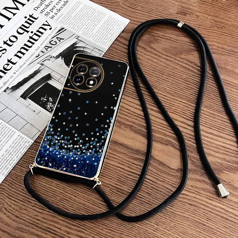 Blue Star Sky Lanyard Plating Phone Case Cover