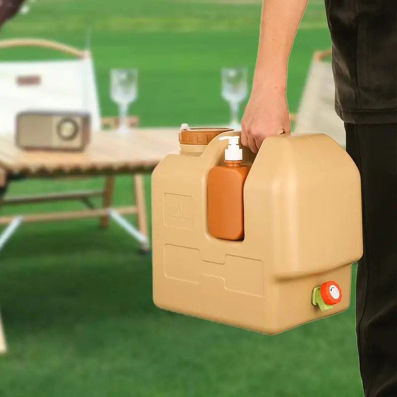 Portable Water Storage Containers Heavy-Duty Water Tank With Spigot And Lotion Dispenser Portable 5 Gallon No Leakage