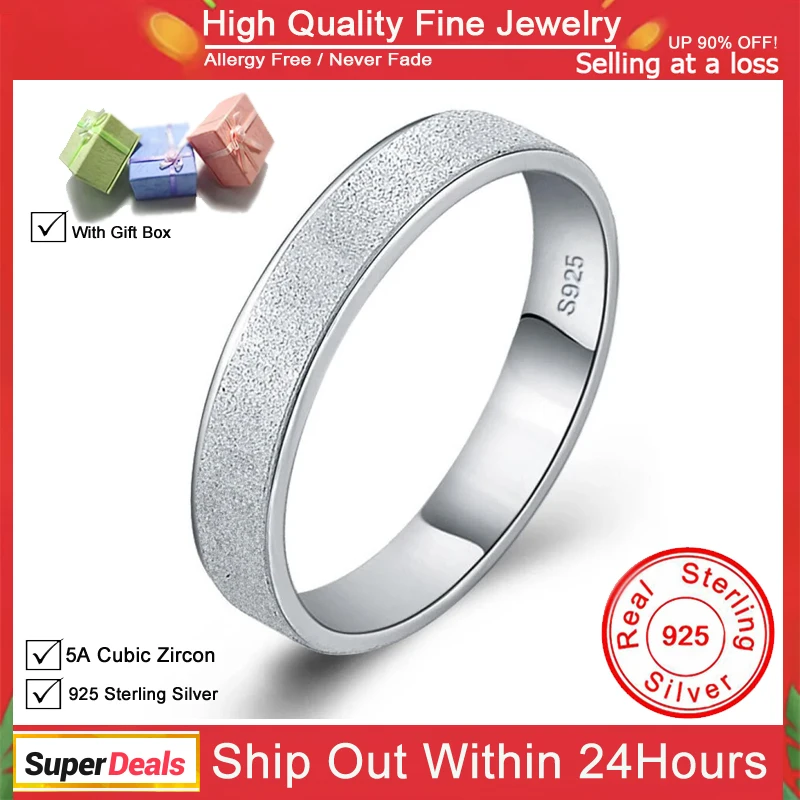 Silvery Frosted Rings Credentials For Women Men Wedding Band Jewelry silver rings silver ring wedding rings
