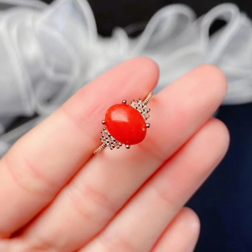 100% Natural Red Coral Ring 1ct 7mm*9mm Precious Coral Silver Ring for  Office Woman 925 Silver Coral Jewelry - AliExpress