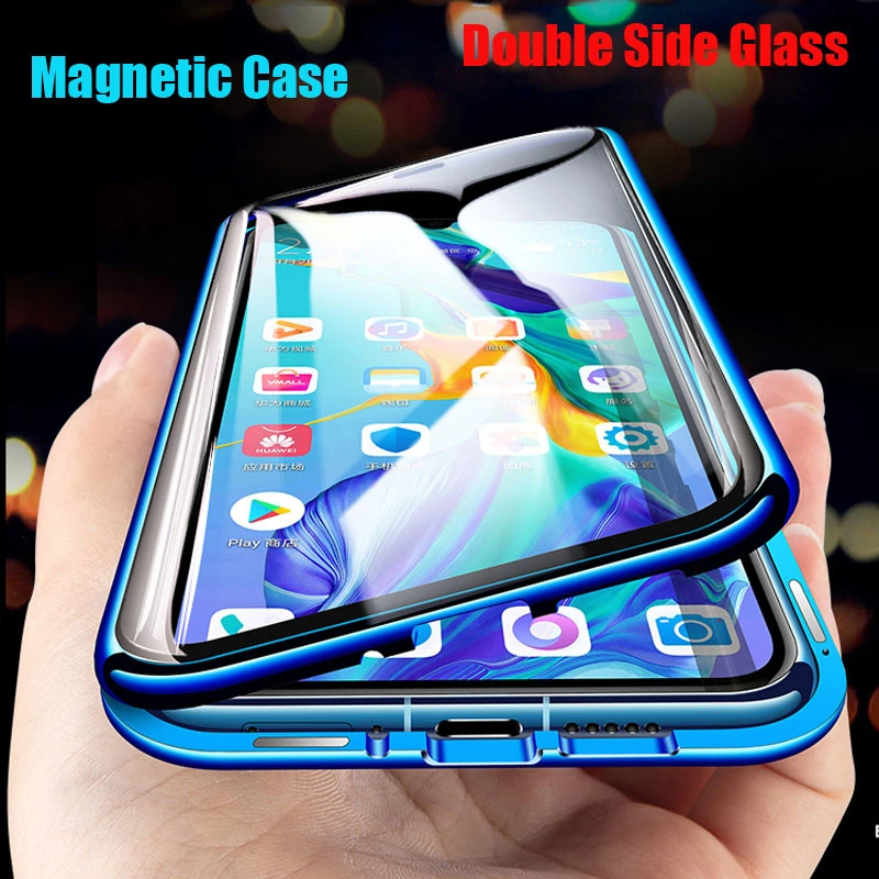 Magnetic Metal Double Sided Glass Case For iPhone 13 12 11 Pro Mini XS Max XR Magnet Case For iPhone 7 8 6 6s Plus SE 2020 Cover iphone 11 phone case