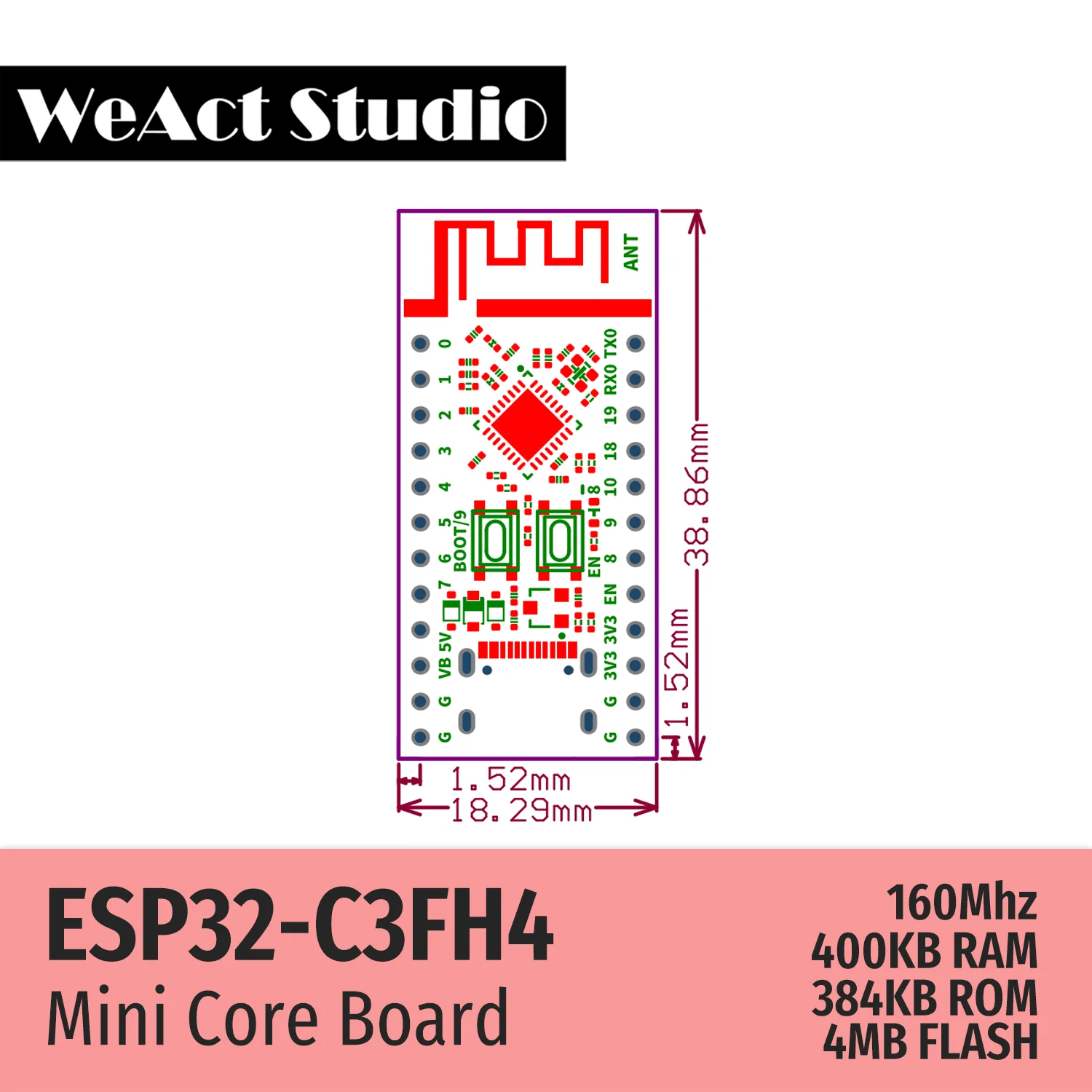 WeAct ESP32 ESP-32 ESP32C3 ESP32-C3FH4 scheda di sviluppo Wireless WiFi modulo compatibile Bluetooth micropyone