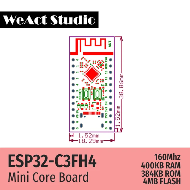 WeAct ESP32 ESP-32 ESP32C3 ESP32-C3FH4 Development Board Wireless WiFi Bluetooth-compatible Module Micropython 3