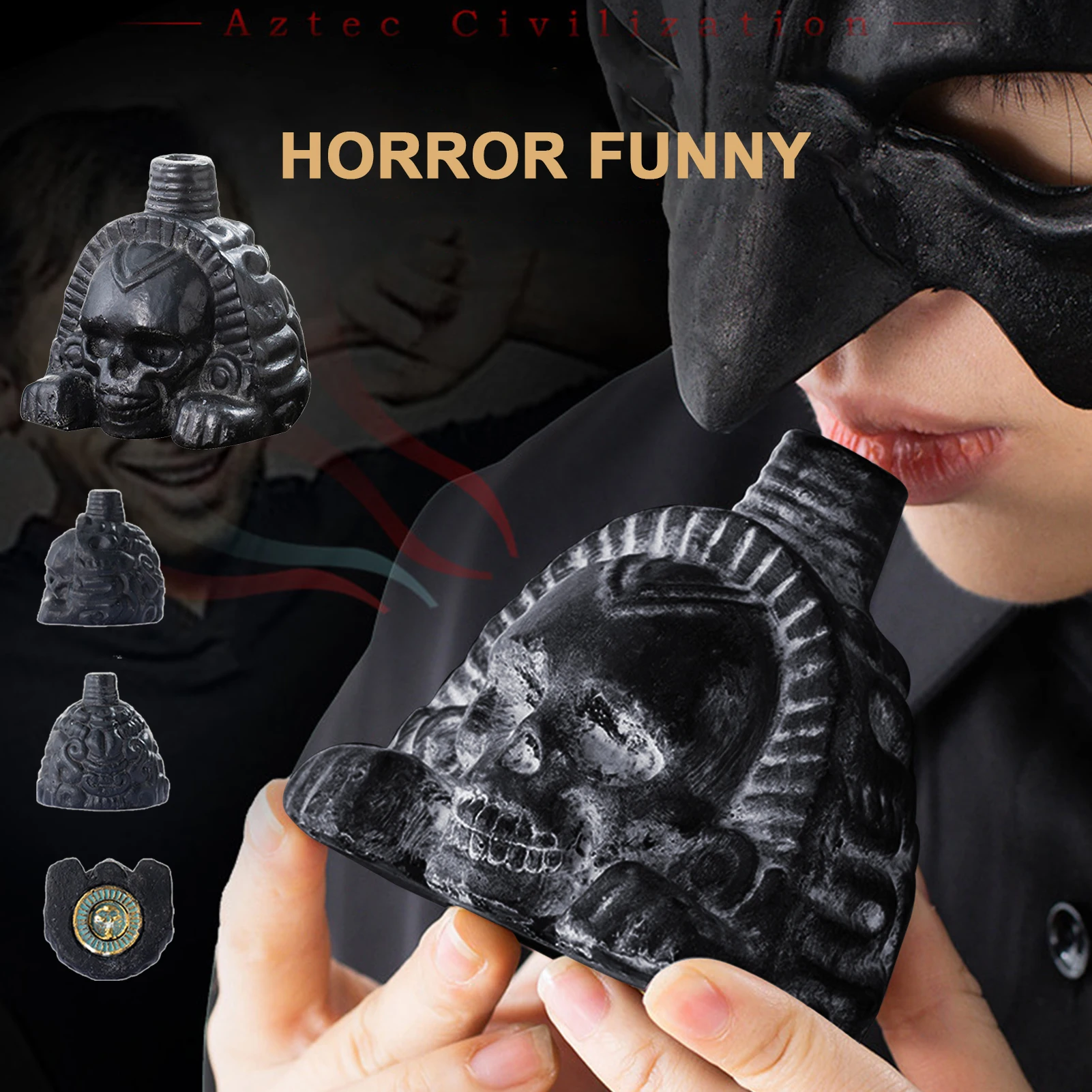 New Authentic Aztec Whistle Loud Spookys Aztec Scary Death Whistle Realistic Human Screaming Ghost War Skull Head