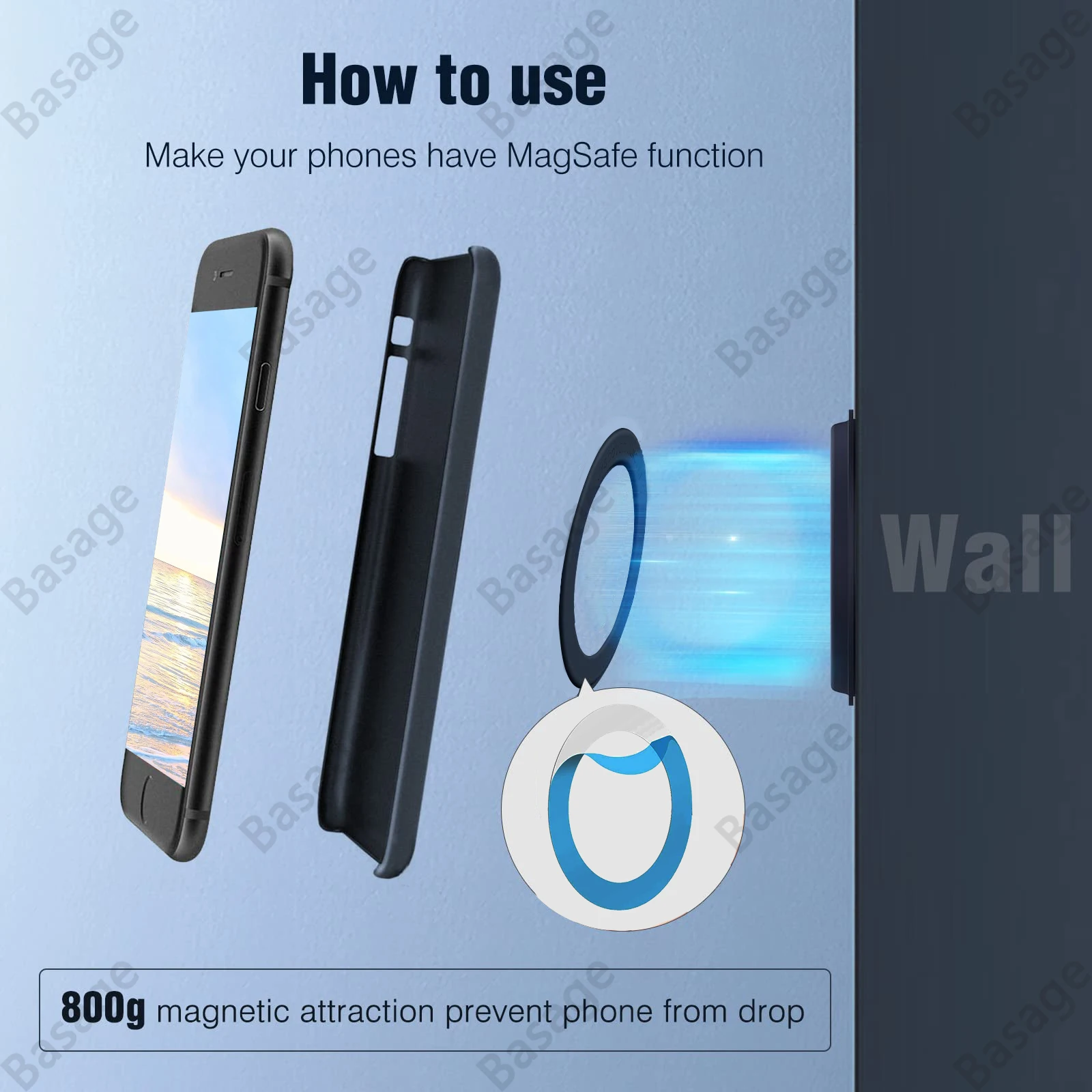 Magnetic Ring Holder For iPhone 14 13 12，Magnet Wall Mobile