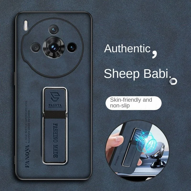 Sheepskin Leather Shockproof Silicone Holder Stand Phone Case Cover