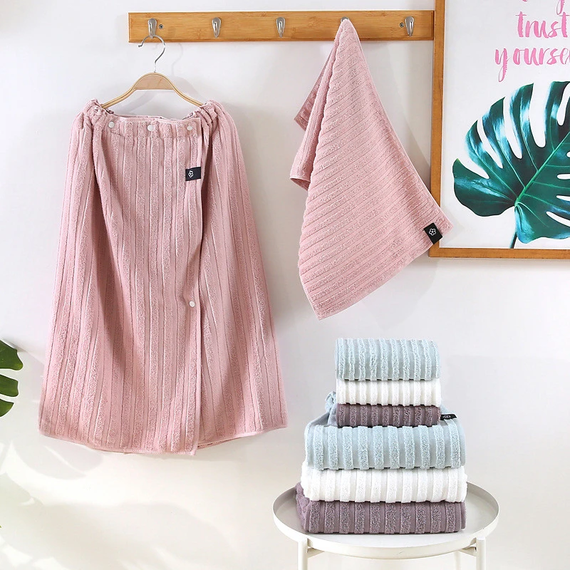 Pure Cotton Towel Bath Skirt Wrap With Button Bath Dress Shower Sauna