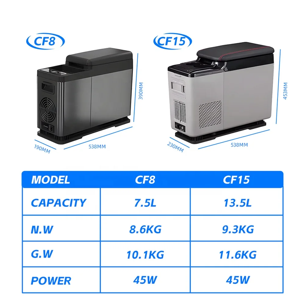 Car Fridge CF15 DC12v 24v mini car armrest box car fridges 15L capacity vehicles refrigerators