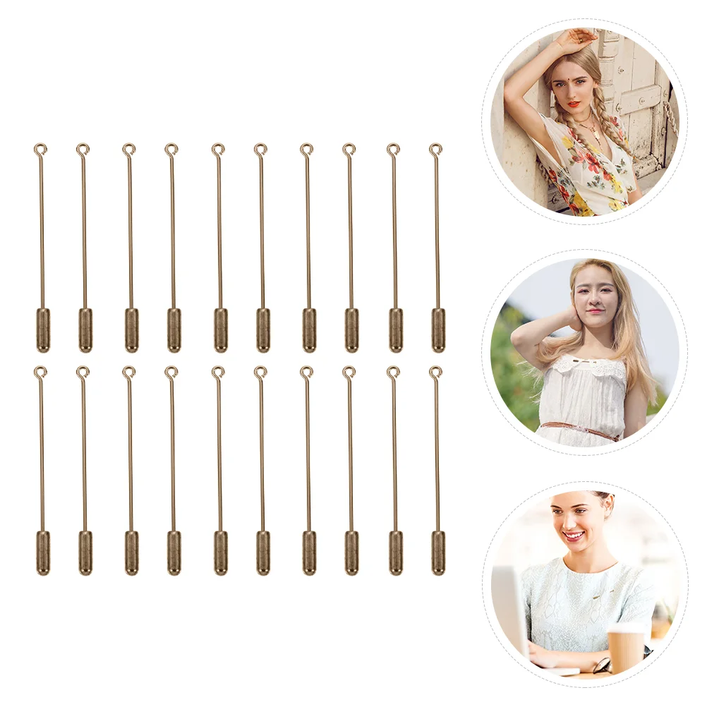 

20 Pcs Slot Pin Breast Pins Clothing DIY Accessories Jewelry Hat Copper Brooches