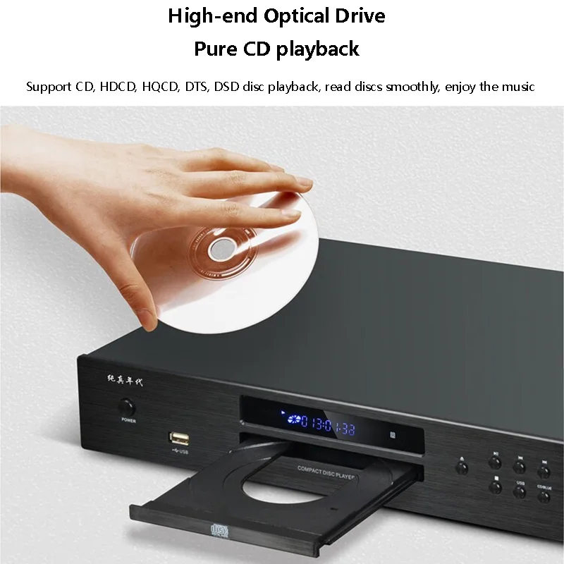 Professional HIFI CD Player Bluetooth 5.0 USB Read Play Coaxial Optical Balanced Out Audiophile Music Player DTS5.1 Decoding