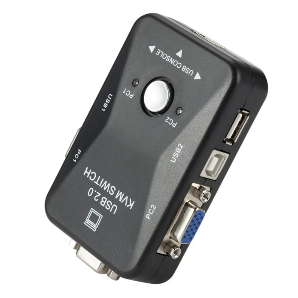 2 in 1 Out 2 Port VGA KVM Switch Switcher KVM USB 2.0 Switch Splitter Simple Operation Convenient USB 2.0 Switcher