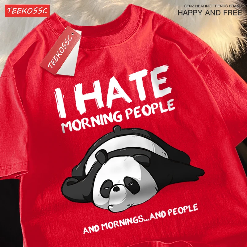 I Hate Morning People And Mornings And People Mens Clothing Hip Hop Loose T-Shirts Fashion Oversized Cotton Summer Tshirt New