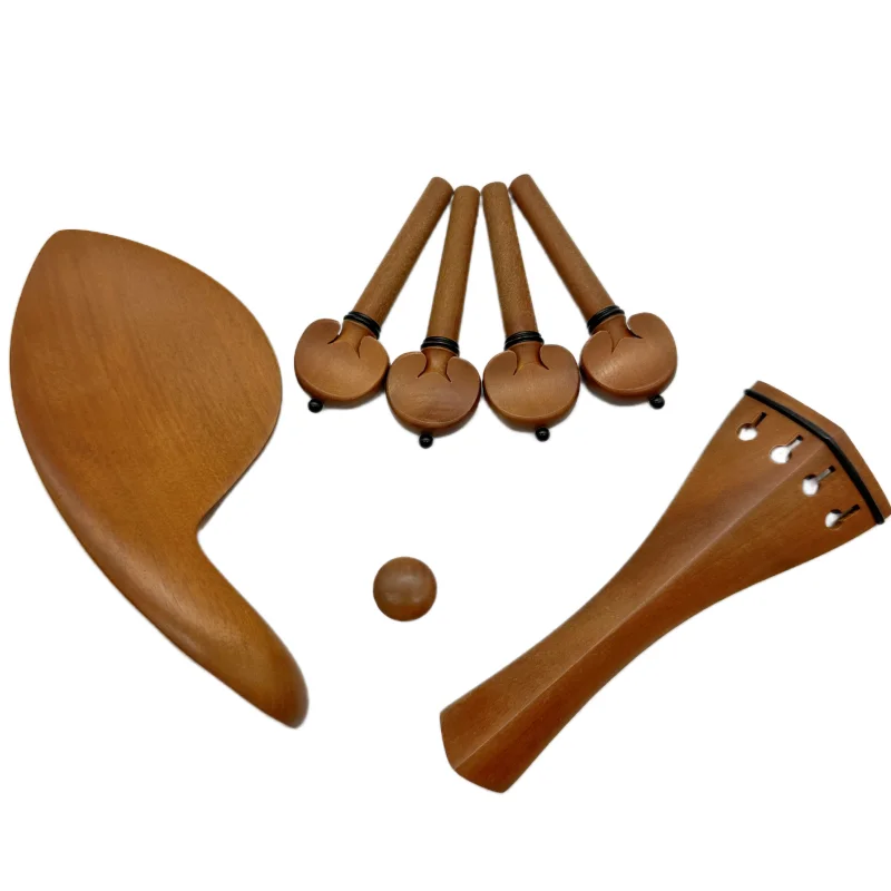 1 set of 4/4 violin/viola jujube wood accessories parts fittings,Tailpiece+Tuning pegs+Endpins+Chin rest/Chin Holder
