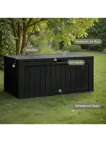 Flamaker Resin Deck Box 120 Gallon Waterproof Large Deck Boxes Plus Outdoor Indoor Storage Box Imitation Wood Resin for 2