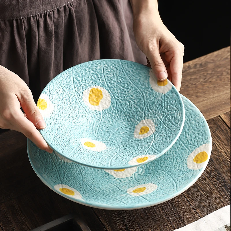 창의적인 일본 세라믹 과일 샐러드 그릇, 레스토랑 작은 그릇, 차가운 접시 그릇, 세라믹 국수 수프 그릇 식기 