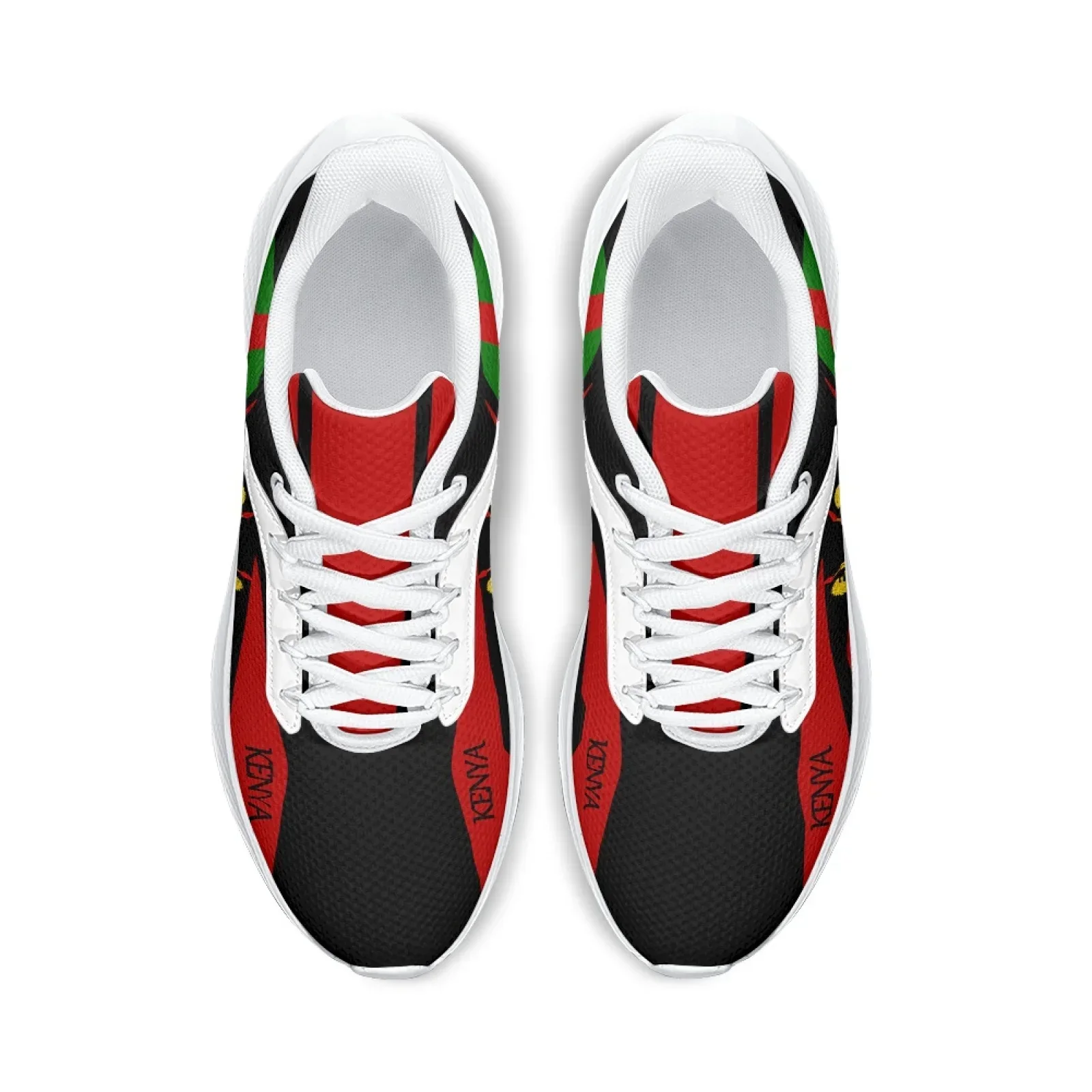 Kenya Flag Sneakers Lightweight Lace-up Comfortable Summer Casual Sneakers White Lace-up Tennis Shoes Footwear