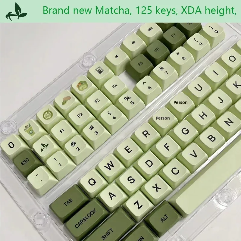 XDA Matcha 125 키 세트 치즈 그린 핫 승화 PBT 소재 키 캡 소형 풀 세트 박스형 컴퓨터 사무용품