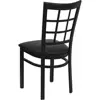 4 Pack Metal Restaurant Dining Chair Window Back Black Vinyl Seat Commercial Grade Durable Support 500 lbs Stylish Kitchen Bar 6