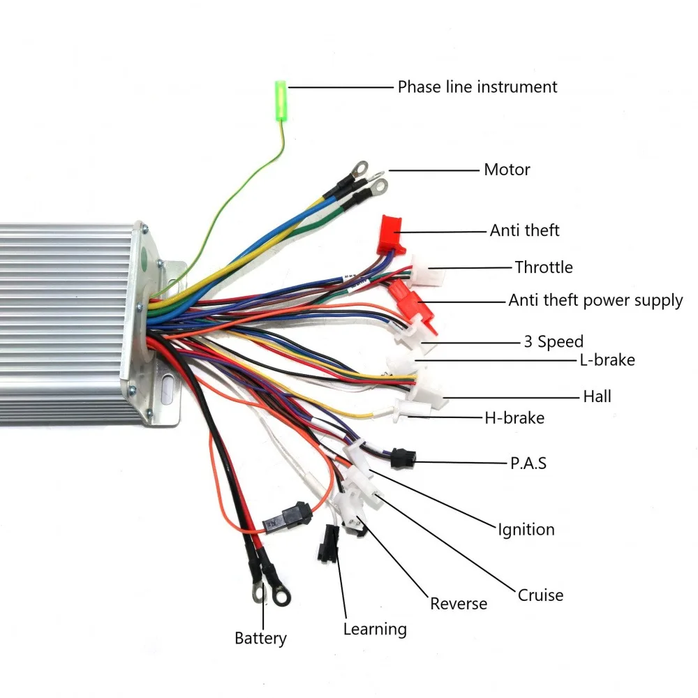 48V/60V/72V Electric Bike Brushless Motor Controller 55A 2000W High Power DC Dual-mode Electric Vehicle Brushless Controller