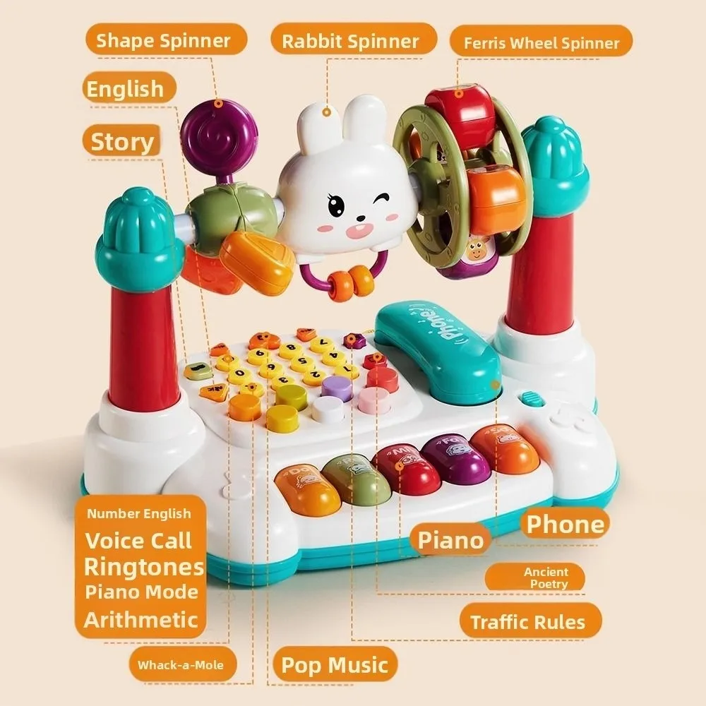 16 in 1 Rotating Music Piano Keyboard Interactive Creative Multifunctional Story Machine Music Instrument Funny Baby Music Piano