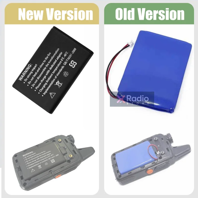 BF-T1 Mini New/Old Walkie Talkie Battery 3.7V 1500mAh Rechargerable Li-ion Blue