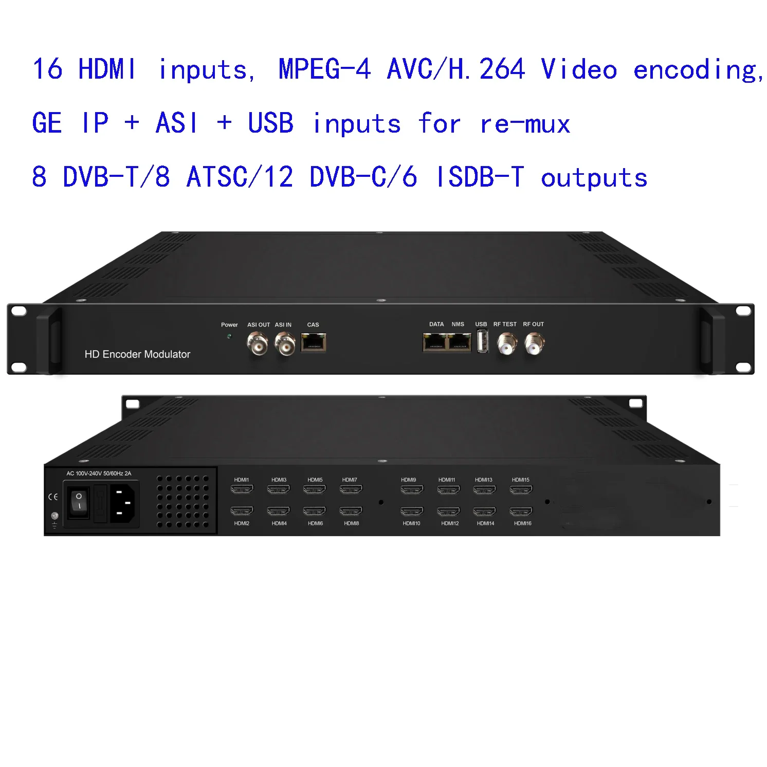 

NDS3536S 16 HDMI to DVB-C/DVB-T/ATSC/ISDB-T encoder modulator Digital TV Headend RF Modulator