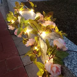 Enchanting Ivy Fairy LED String Lights - Indoor Decorative Garland with Battery Operation - 5M 50LEDs (8 - Champagne Rose)
