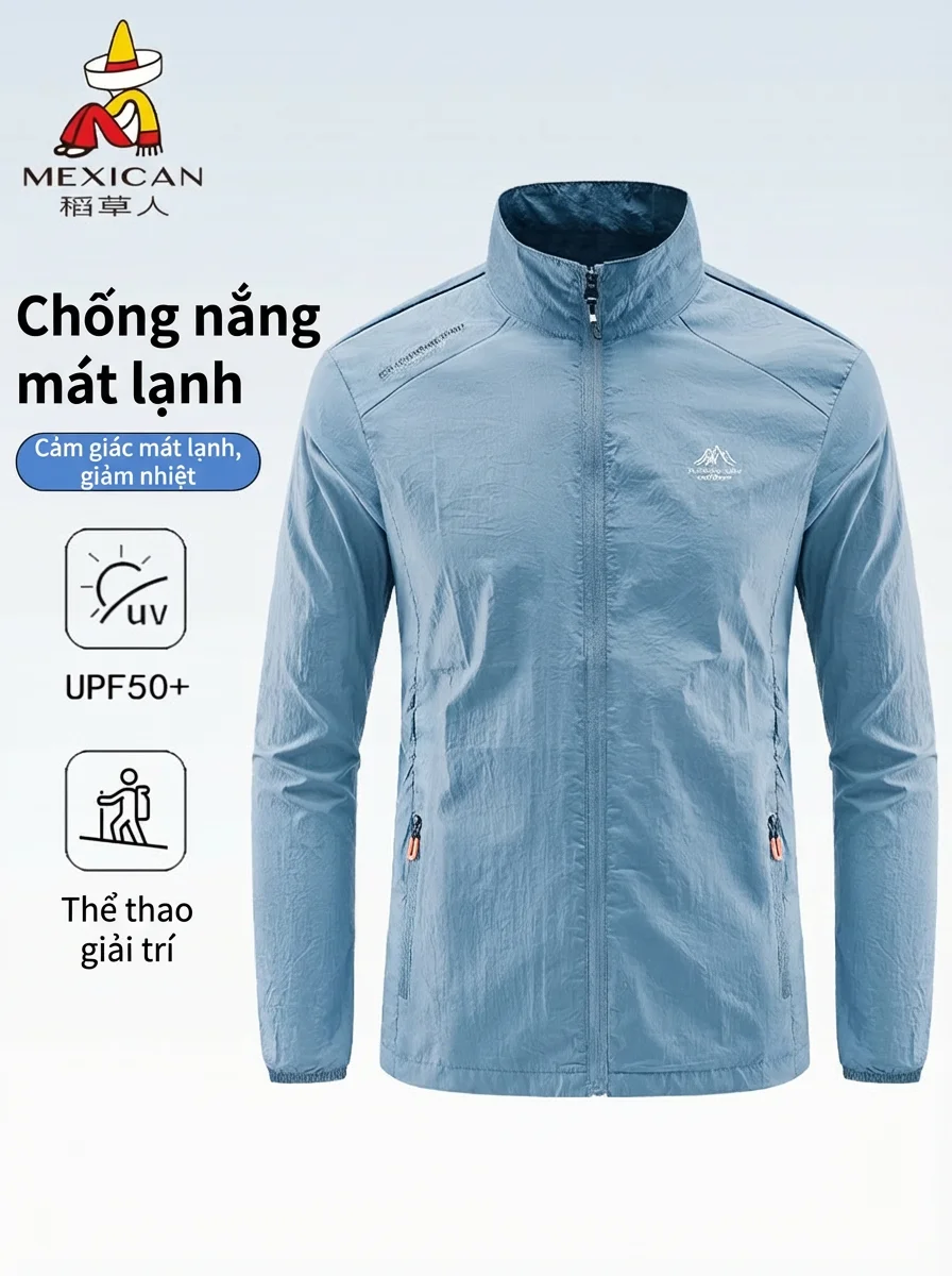 Mỹ | Áo chống nắng lụa lạnh mùa hè cho nam, áo khoác thể thao chống tia UV nhẹ mỏng thoáng mát cho nam
