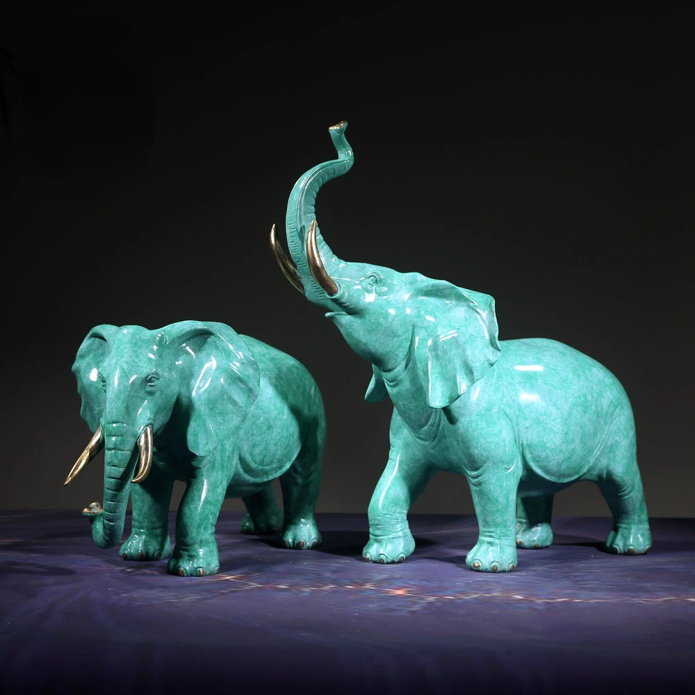 

Shengshi Baby Elephant a Pair of Ornaments Crafts Home Living Room Entrance Antique Shelf Decorations