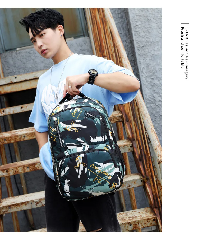 Kreative Neueste Camouflage Rucksack Trendy Student Schule Tasche Reise Rucksack Koreanischen Stil Unisex Verdicken Business Schulter Taschen – Detail 27