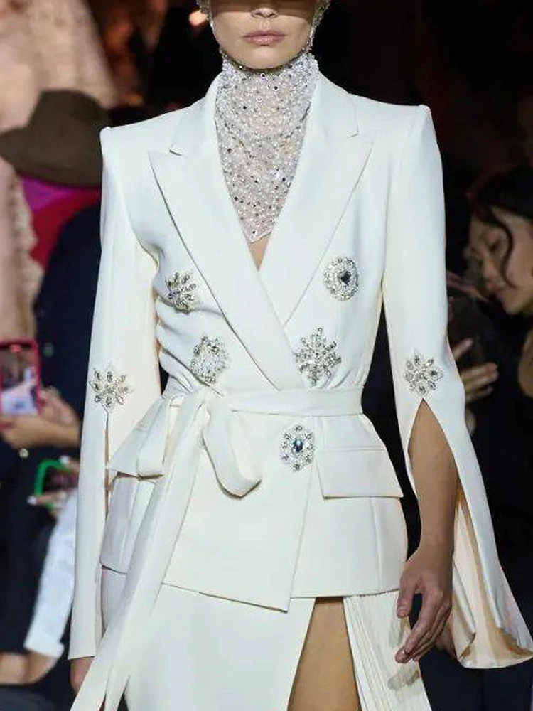 

HIGH STREET Newest Fashion 2024 Runway Designer Jacket Women's Crystal Rhinestone Diamonds Beaded Blazer