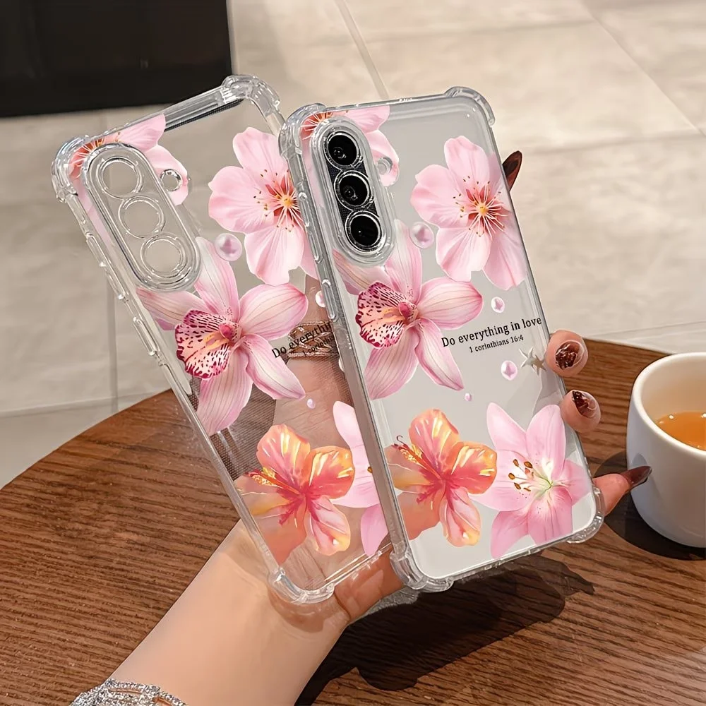 Floral Design Style Clear TPU Anti-Fall Phone Case