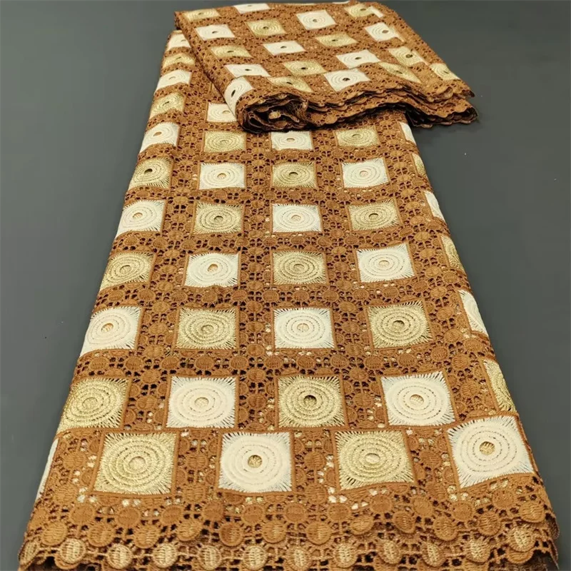 

5 ярдов, горячая Распродажа, французское кружево с бриллиантами, африканский гипюр, тюль, Водорастворимая вышитая ткань для свадебной вечеринки 1L091301