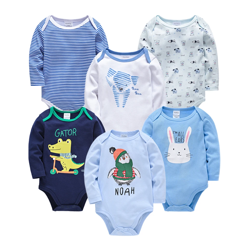 Kavkas Baby Boys Girls Bodysuit 6 PCS 3 PCS Long Sleeve 100% Cotton Baby Clothes 0-12 months Newborn body bebe Jumpsuit Clothing images - 6