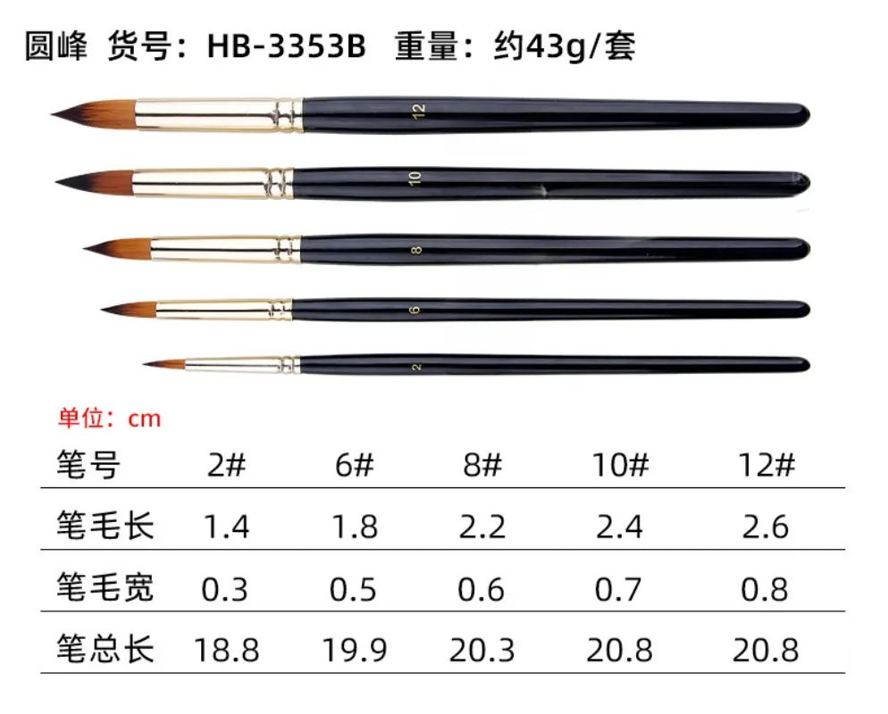 5pcs/Set Nylon Hair brush Brush Set Round Flat Brush Acrylic DIY Watercolor Pen Oil Paint  for Artists Painters Beginners 6