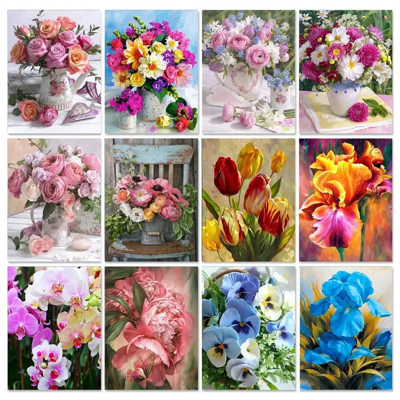 Gatyztory Diamond Embroidery Iris Cross Stitch Mosaic Full Square Painting Kits 5D Flowers Rhinestone Pictures Wall Deco |