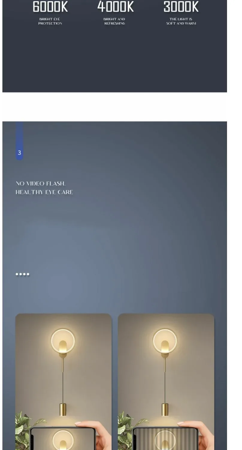 Description Picture 4 of itemModern Led Indoor Wall Lamp Bedroom Bedside Decoration Living Room Stair Wall Light Sconce Golden Luminaire Nordic Wall Light