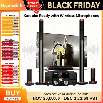 5.1 Home Theater Set 200W Peak Sound Box 8Ω HiFi Bluetooth Speaker 3-Way 3 Inch Active Audio Coaxial Optical USB For Home KTV