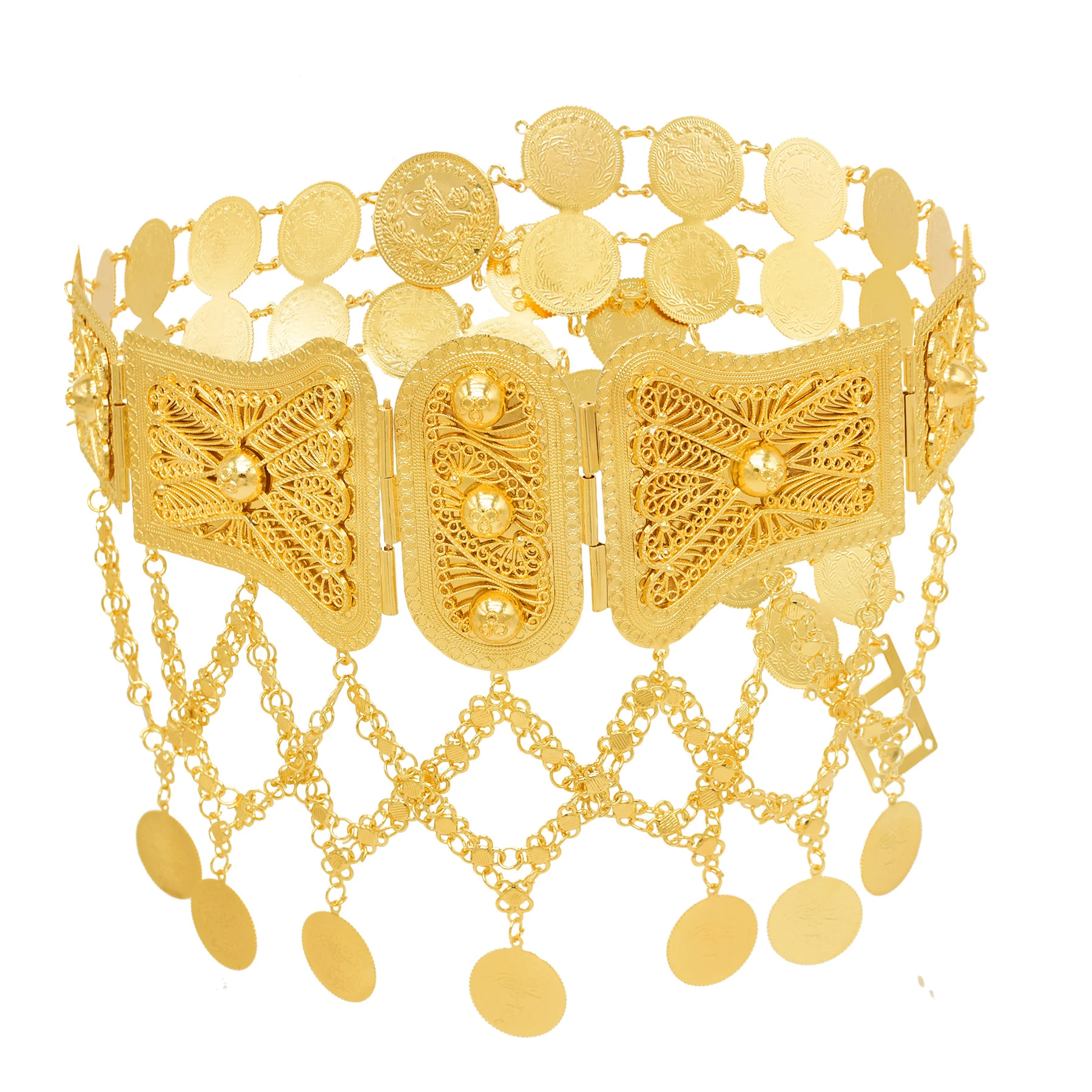 Traditional Arab Gold Plated Coins Belt Belly Chains Body Chain Fashion Dubai Kurdish Turkish Ethnic Dress Wedding Body Jewelry