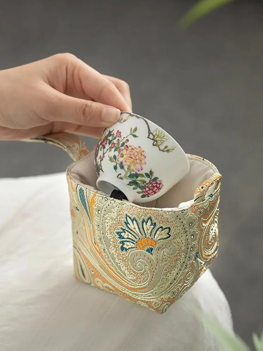 Cotton cloth bag, storage bag, master cup, portable and portable small tea cup bag, cloth bag, bundle pocket, travel cover