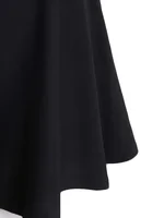 Plus Size 1XL-5XL Women's Fashion Preppy Half Dress Ladies Solid Elastic High Rise Slight Stretch A-line Design Mini Half Dress - Image 3