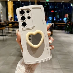 Stylish Love Heart Mirror Stand Silicone Phone Case - Galaxy Note20 Ultra (White)