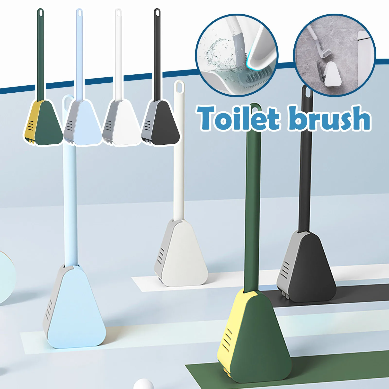 

Golf Silicone Toilet Brushes Set Long Handled Toilet Cleaning Brush Black Modern Hygienic Bathroom Accessories Long-handled