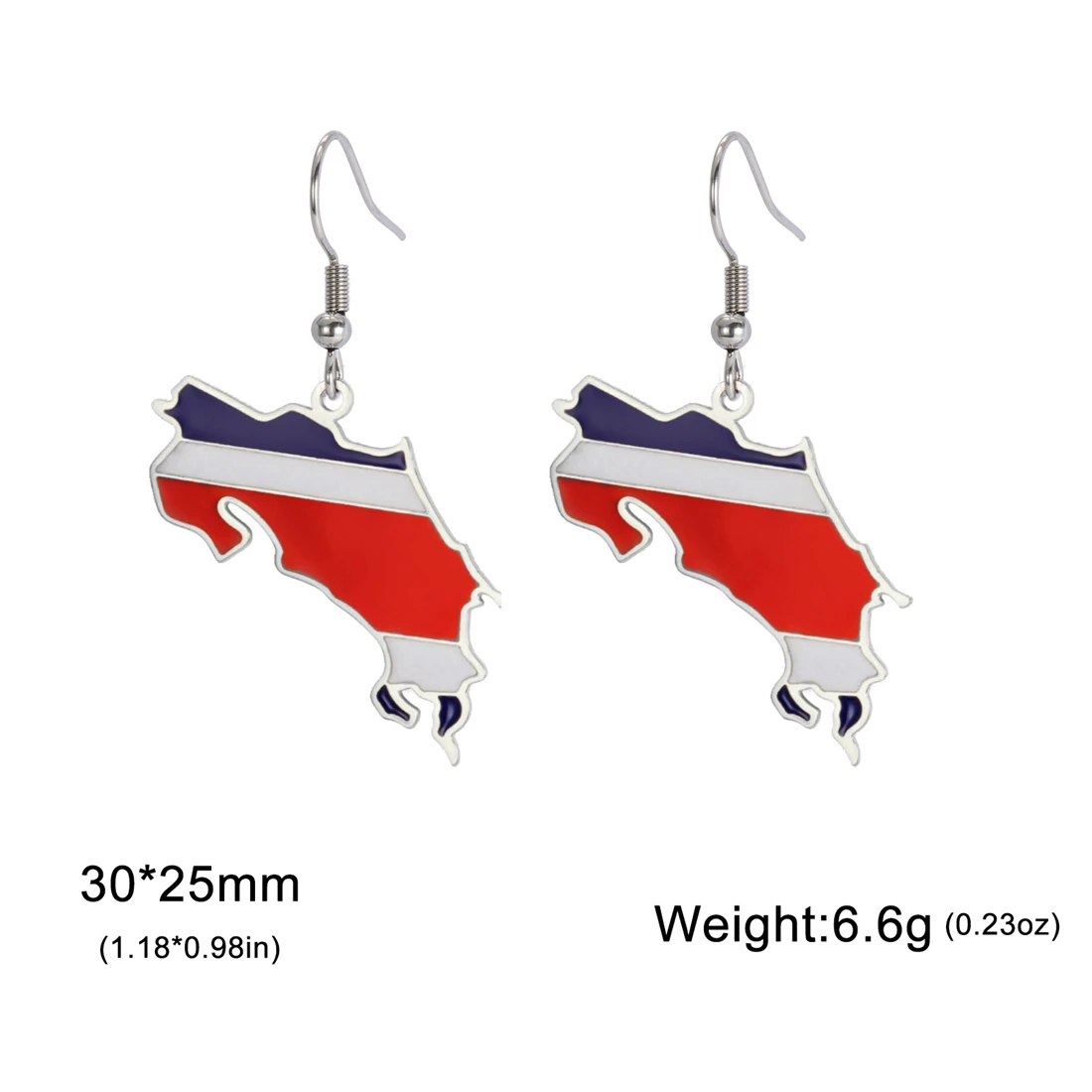 EUEAVAN Drip Oil Costa Rica Map Earrings For Women Stainless Steel Costa Rica Flag Pendant Charm Fashion Party Jewelry Gifts 6