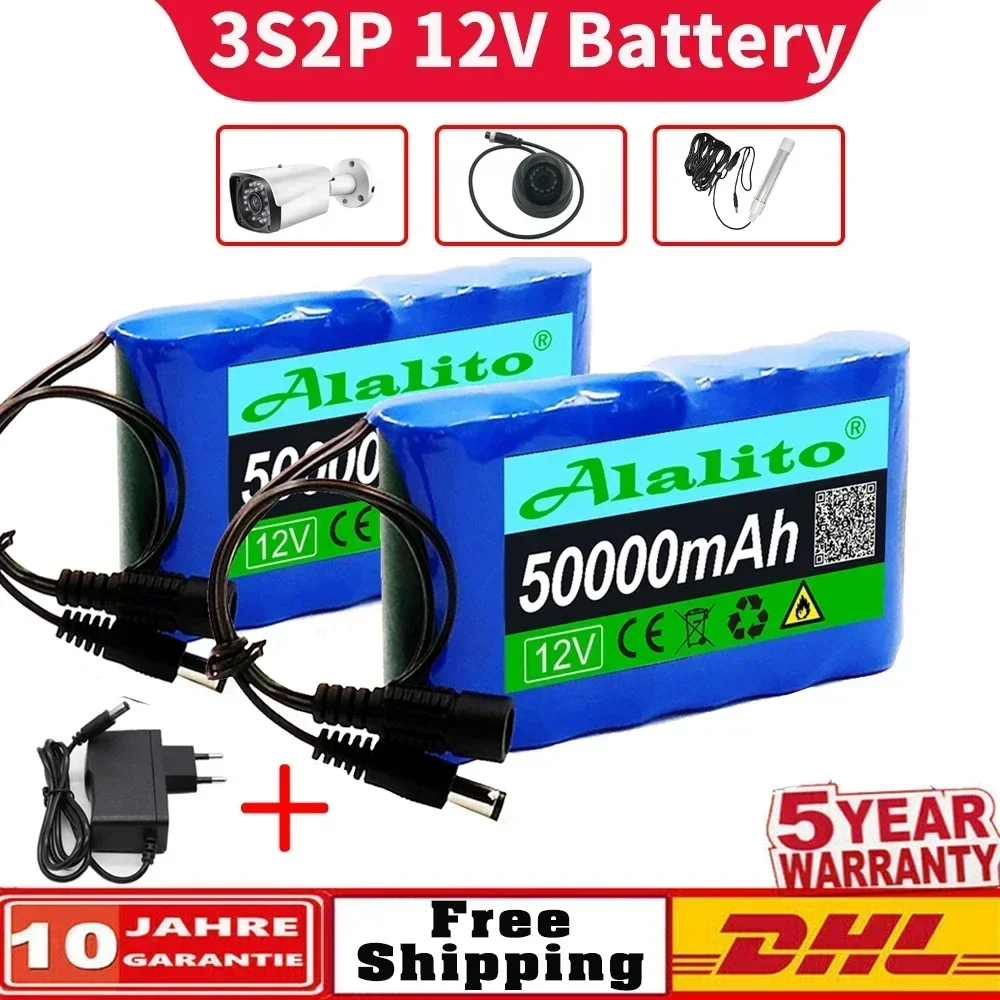 

Air Shipping Rechargeable Battery 12V 50000mah Lithium Battery Pack Capacity DC 12.6V 50Ah CCTV Camera Monitor with Charger